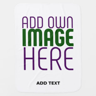 MODERN EDITABLE SIMPLE WHITE IMAGE TEXT TEMPLATE BABY BLANKET