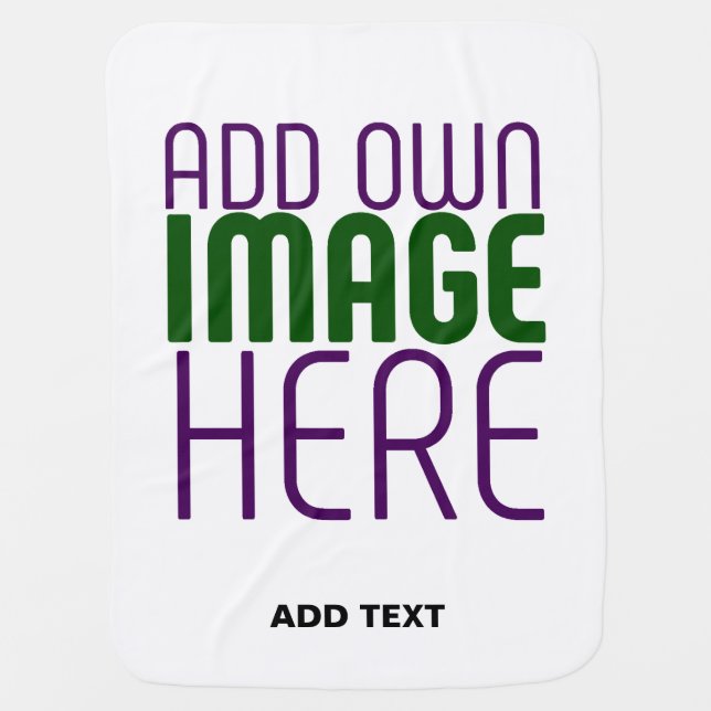 MODERN EDITABLE SIMPLE WHITE IMAGE TEXT TEMPLATE BABY BLANKET (Front)