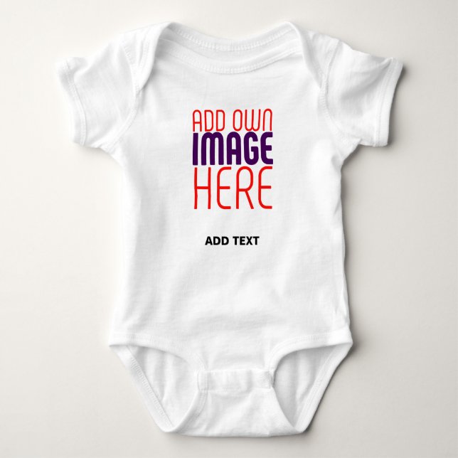 MODERN EDITABLE SIMPLE WHITE IMAGE TEXT TEMPLATE BABY BODYSUIT (Front)