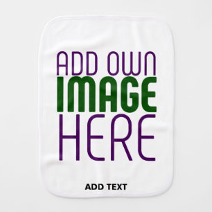 MODERN EDITABLE SIMPLE WHITE IMAGE TEXT TEMPLATE BABY BURP CLOTH
