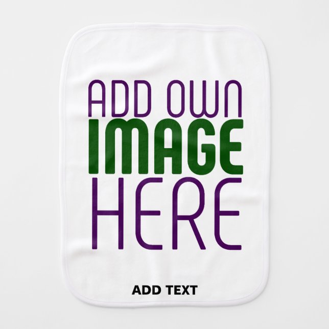 MODERN EDITABLE SIMPLE WHITE IMAGE TEXT TEMPLATE BABY BURP CLOTH (Front)