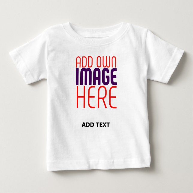 MODERN EDITABLE SIMPLE WHITE IMAGE TEXT TEMPLATE BABY T-Shirt (Front)