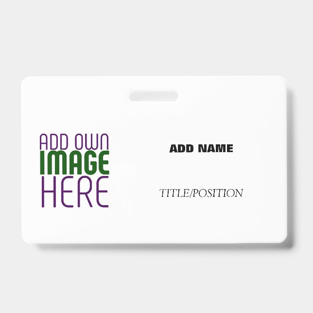 MODERN EDITABLE SIMPLE WHITE IMAGE TEXT TEMPLATE BADGE (Front)