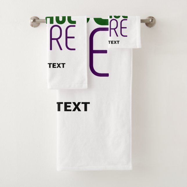 MODERN EDITABLE SIMPLE WHITE IMAGE TEXT TEMPLATE BATH TOWEL SET (Insitu)