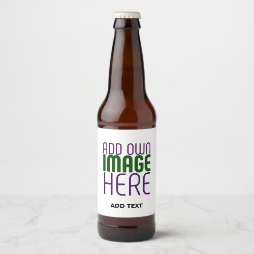 MODERN EDITABLE SIMPLE WHITE IMAGE TEXT TEMPLATE BEER BOTTLE LABEL