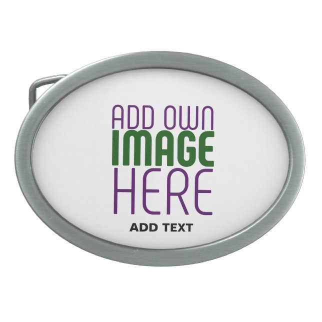 MODERN EDITABLE SIMPLE WHITE IMAGE TEXT TEMPLATE BELT BUCKLE (Front)