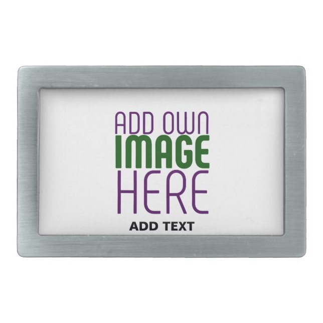 MODERN EDITABLE SIMPLE WHITE IMAGE TEXT TEMPLATE BELT BUCKLE (Front)