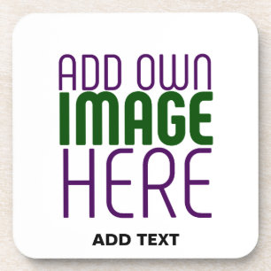 MODERN EDITABLE SIMPLE WHITE IMAGE TEXT TEMPLATE BEVERAGE COASTER