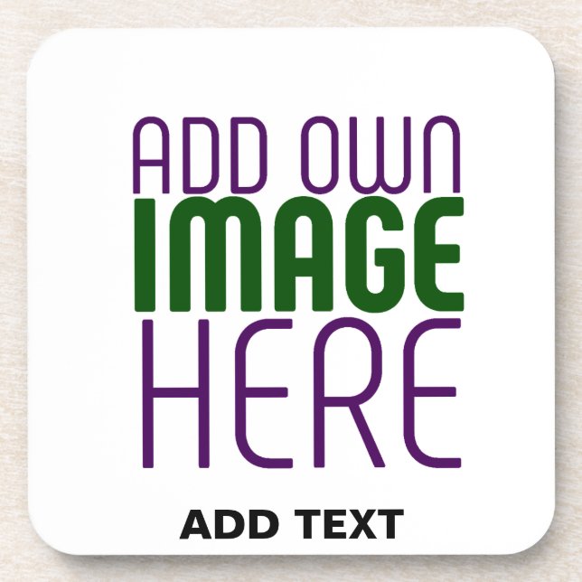 MODERN EDITABLE SIMPLE WHITE IMAGE TEXT TEMPLATE BEVERAGE COASTER (Front)