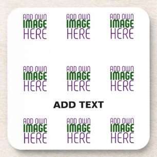 MODERN EDITABLE SIMPLE WHITE IMAGE TEXT TEMPLATE BEVERAGE COASTER