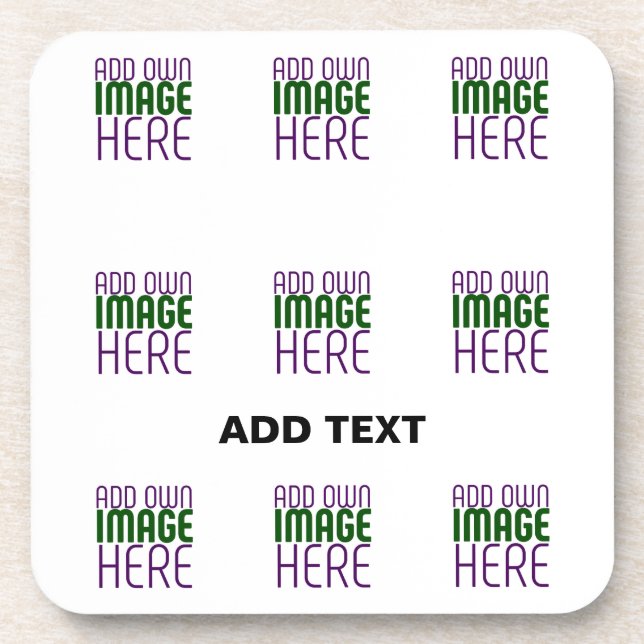 MODERN EDITABLE SIMPLE WHITE IMAGE TEXT TEMPLATE BEVERAGE COASTER (Front)