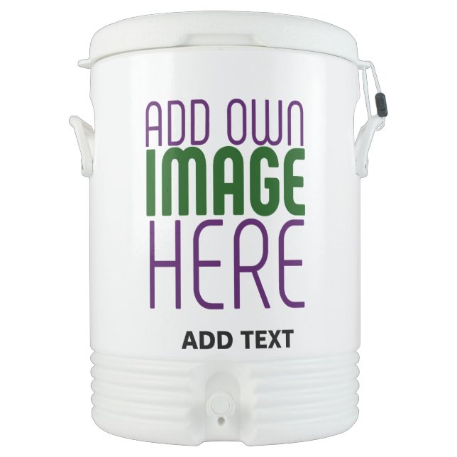 MODERN EDITABLE SIMPLE WHITE IMAGE TEXT TEMPLATE BEVERAGE COOLER (Front)