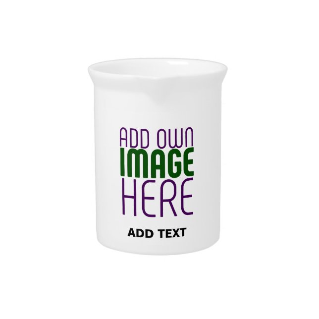 MODERN EDITABLE SIMPLE WHITE IMAGE TEXT TEMPLATE BEVERAGE PITCHER (Front)
