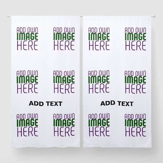 MODERN EDITABLE SIMPLE WHITE IMAGE TEXT TEMPLATE BLACKOUT CURTAINS (Pair)