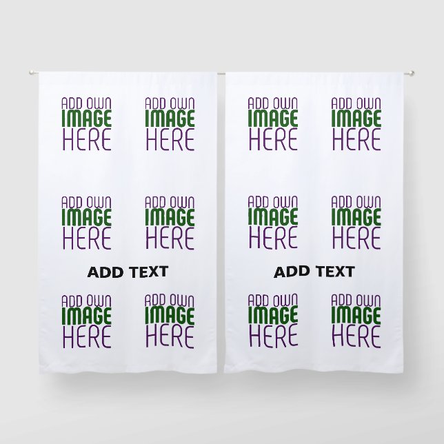 MODERN EDITABLE SIMPLE WHITE IMAGE TEXT TEMPLATE BLACKOUT CURTAINS (Pair)
