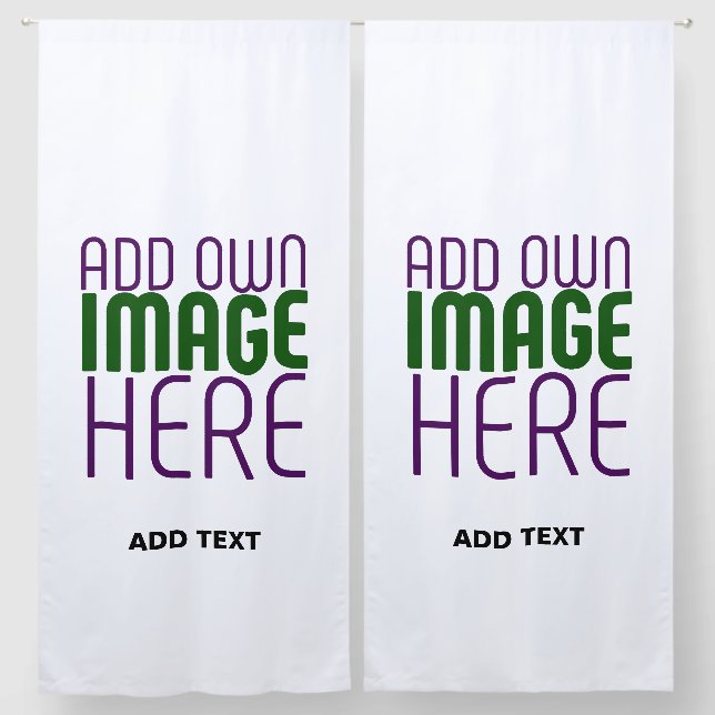 MODERN EDITABLE SIMPLE WHITE IMAGE TEXT TEMPLATE BLACKOUT CURTAINS (Pair)