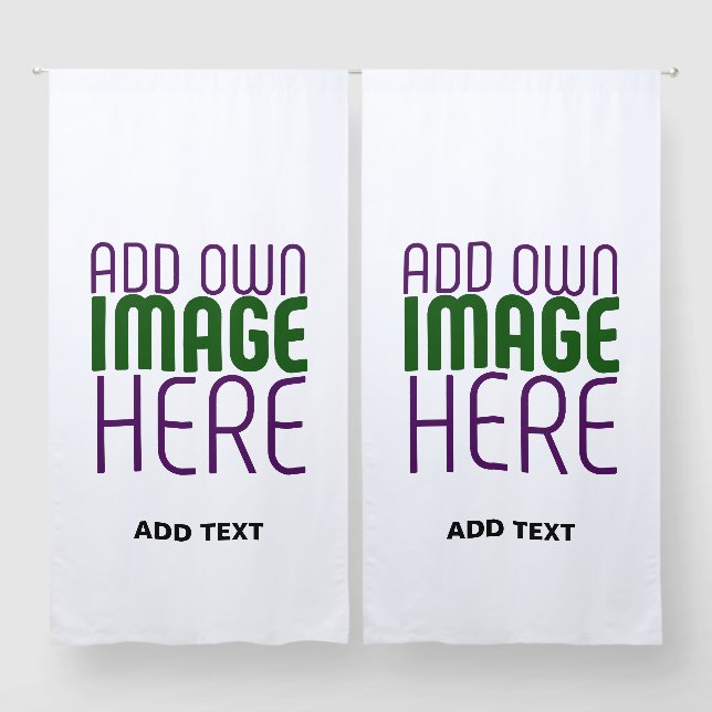 MODERN EDITABLE SIMPLE WHITE IMAGE TEXT TEMPLATE BLACKOUT CURTAINS (Pair)