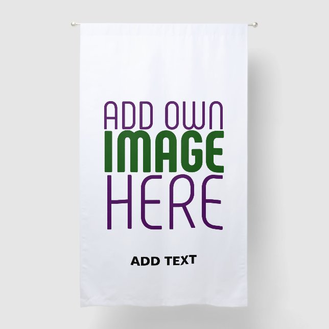 MODERN EDITABLE SIMPLE WHITE IMAGE TEXT TEMPLATE BLACKOUT CURTAINS (Front)