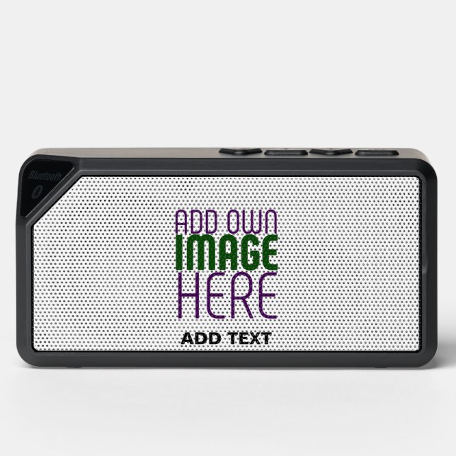 MODERN EDITABLE SIMPLE WHITE IMAGE TEXT TEMPLATE BLUETOOTH SPEAKER (Front)
