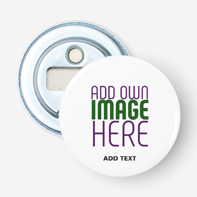 MODERN EDITABLE SIMPLE WHITE IMAGE TEXT TEMPLATE BOTTLE OPENER (Front)