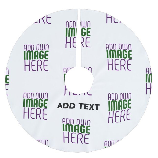  MODERN EDITABLE SIMPLE WHITE IMAGE TEXT TEMPLATE BRUSHED POLYESTER TREE SKIRT (Front)