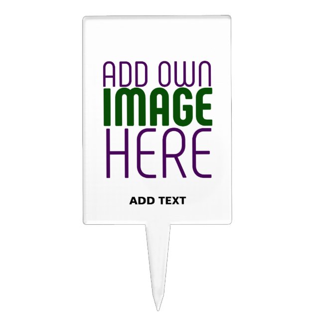 MODERN EDITABLE SIMPLE WHITE IMAGE TEXT TEMPLATE CAKE TOPPER (Front)