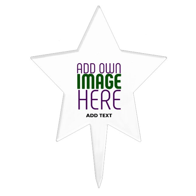 MODERN EDITABLE SIMPLE WHITE IMAGE TEXT TEMPLATE CAKE TOPPER (Front)