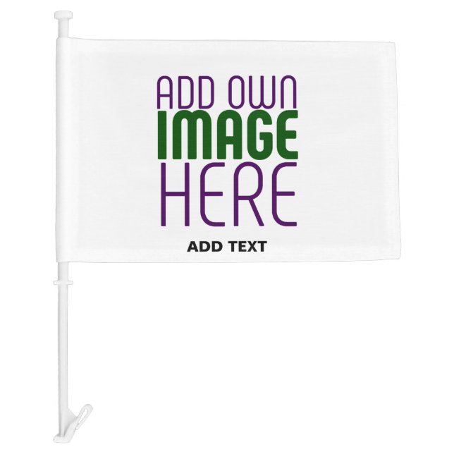MODERN EDITABLE SIMPLE WHITE IMAGE TEXT TEMPLATE CAR FLAG (Front)