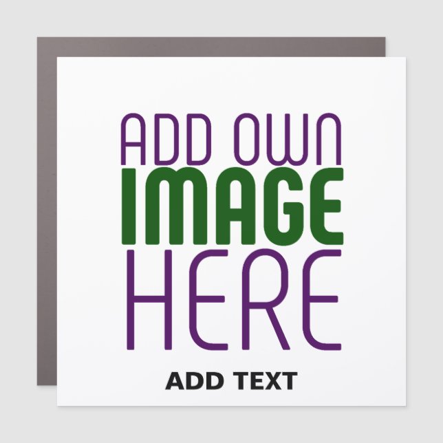 MODERN EDITABLE SIMPLE WHITE IMAGE TEXT TEMPLATE CAR MAGNET (Front)