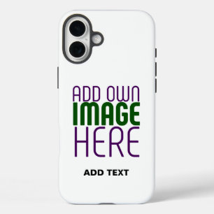 MODERN EDITABLE SIMPLE WHITE IMAGE TEXT TEMPLATE iPhone 16 PLUS CASE