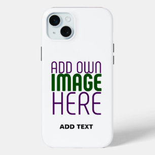 MODERN EDITABLE SIMPLE WHITE IMAGE TEXT TEMPLATE iPhone 15 PLUS CASE