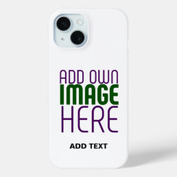 MODERN EDITABLE SIMPLE WHITE IMAGE TEXT TEMPLATE iPhone 15 CASE