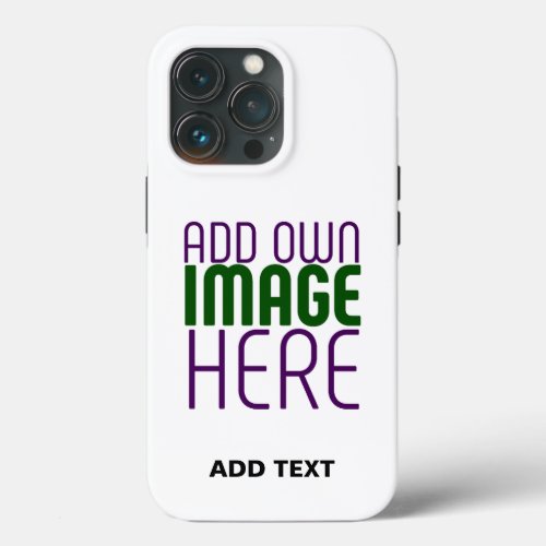 MODERN EDITABLE SIMPLE WHITE IMAGE TEXT TEMPLATE iPhone 13 PRO CASE