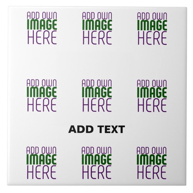 MODERN EDITABLE SIMPLE WHITE IMAGE TEXT TEMPLATE CERAMIC TILE (Front)