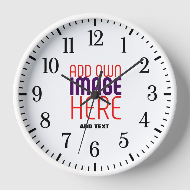 MODERN EDITABLE SIMPLE WHITE IMAGE TEXT TEMPLATE CLOCK (Front)