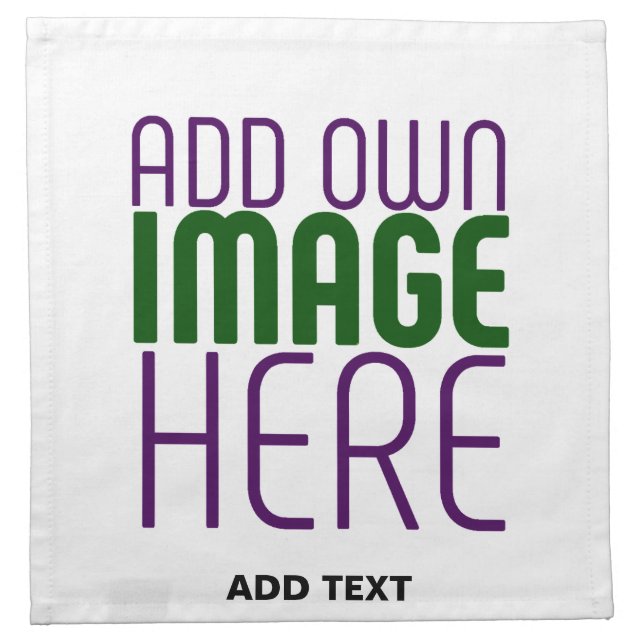 MODERN EDITABLE SIMPLE WHITE IMAGE TEXT TEMPLATE CLOTH NAPKIN (Front)