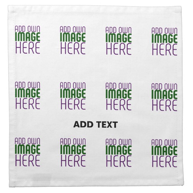MODERN EDITABLE SIMPLE WHITE IMAGE TEXT TEMPLATE CLOTH NAPKIN (Front)