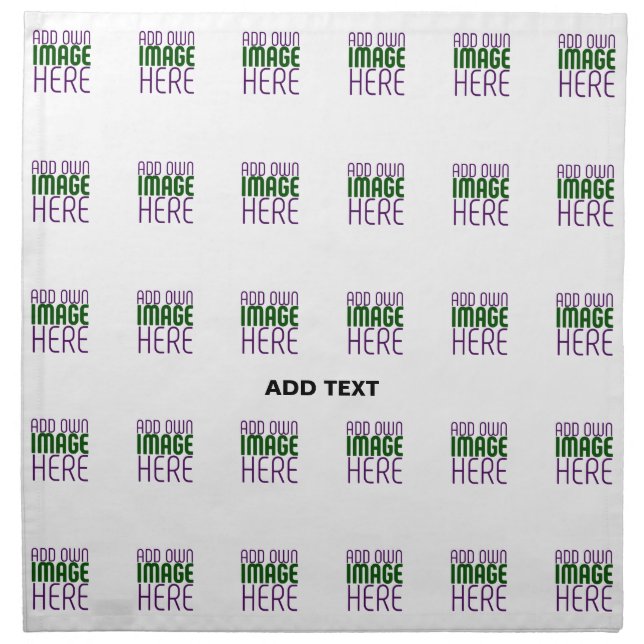 MODERN EDITABLE SIMPLE WHITE IMAGE TEXT TEMPLATE CLOTH NAPKIN (Front)