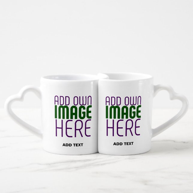 MODERN EDITABLE SIMPLE WHITE IMAGE TEXT TEMPLATE COFFEE MUG SET (Front Nesting)