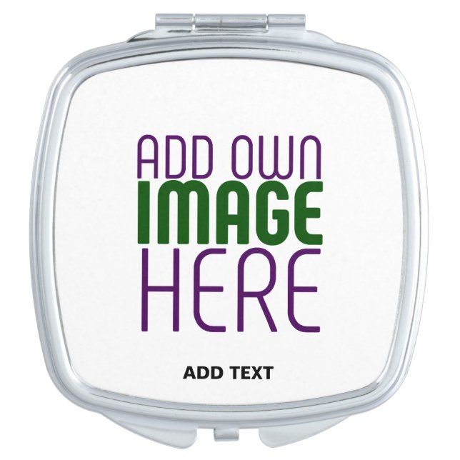 MODERN EDITABLE SIMPLE WHITE IMAGE TEXT TEMPLATE COMPACT MIRROR (Front)