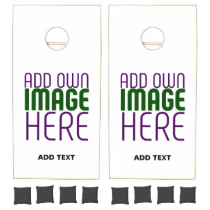 MODERN EDITABLE SIMPLE WHITE IMAGE TEXT TEMPLATE CORNHOLE SET