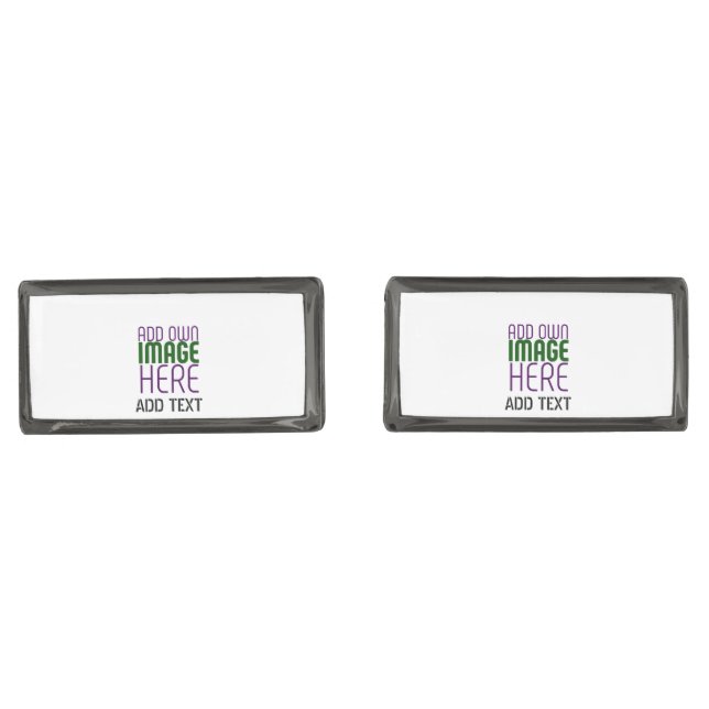 MODERN EDITABLE SIMPLE WHITE IMAGE TEXT TEMPLATE CUFFLINKS (Front)