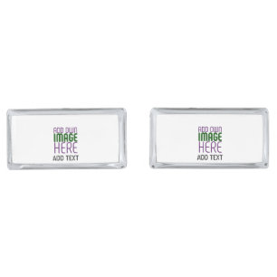 MODERN EDITABLE SIMPLE WHITE IMAGE TEXT TEMPLATE CUFFLINKS
