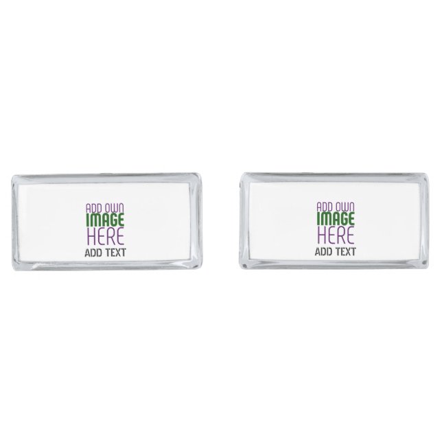 MODERN EDITABLE SIMPLE WHITE IMAGE TEXT TEMPLATE CUFFLINKS (Front)