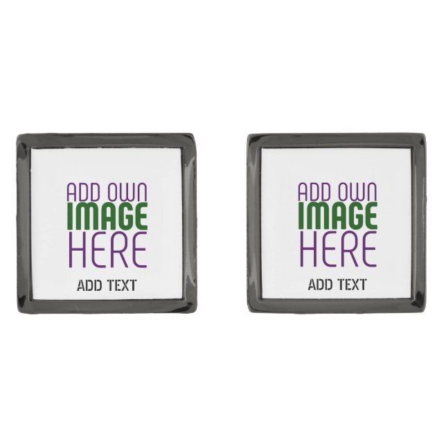 MODERN EDITABLE SIMPLE WHITE IMAGE TEXT TEMPLATE CUFFLINKS (Front)