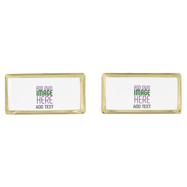 MODERN EDITABLE SIMPLE WHITE IMAGE TEXT TEMPLATE CUFFLINKS (Front)