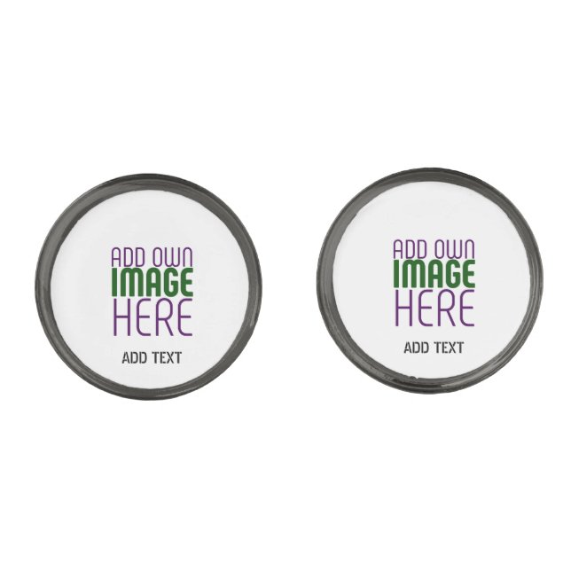 MODERN EDITABLE SIMPLE WHITE IMAGE TEXT TEMPLATE CUFFLINKS (Front)