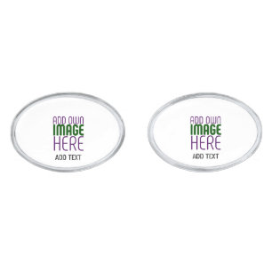MODERN EDITABLE SIMPLE WHITE IMAGE TEXT TEMPLATE CUFFLINKS