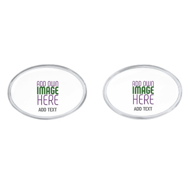 MODERN EDITABLE SIMPLE WHITE IMAGE TEXT TEMPLATE CUFFLINKS (Front)