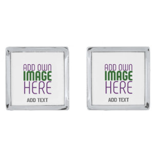 MODERN EDITABLE SIMPLE WHITE IMAGE TEXT TEMPLATE CUFFLINKS